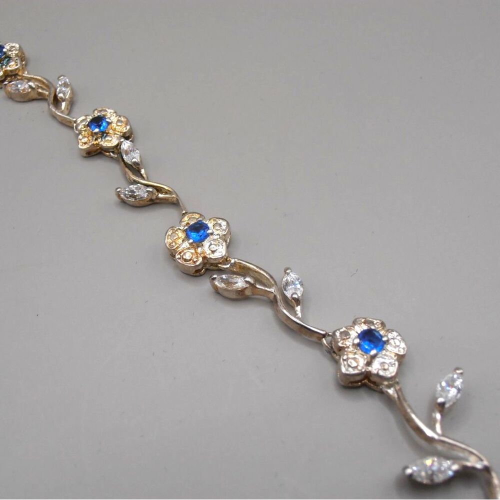 Floral Vine Bracelet | 888 Silver | Blue Spinel & Glass Accents